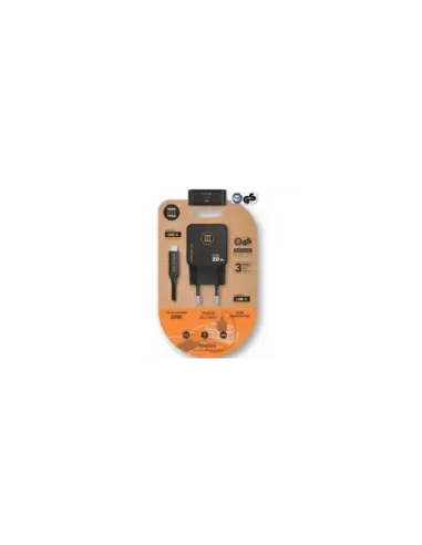 Cargador de Pared GaN Tech One Tech TEC2223/ 1xUSB Tipo-C + Cable USB Tipo-C/ 20W/ Negro