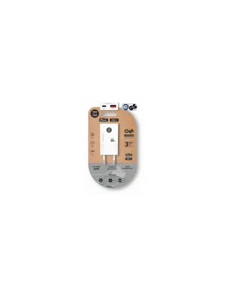 Cargador de Pared GaN Tech One Tech GaN TEC2230/ 1xUSB Tipo-C/ 1xUSB/ 30W/ Blanco