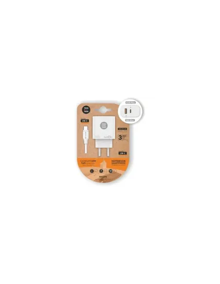 Cargador de Pared GaN Tech One Tech PD TEC2273 / 1xUSB Tipo-C/ 1xUSB/ 65W