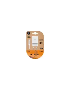 Cargador de Pared Tech One Tech TEC2403/ 2xUSB + Cable USB Tipo-C/ 12W/ Blanco