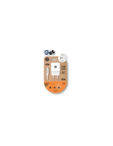 Cargador de Pared Tech One Tech TEC2413/ 1xUSB Tipo-C/ 1xUSB + Cable USB Tipo-C/ 12W/ Blanco