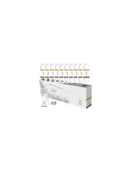 Pack 10 Cables USB 2.0 Tech One Tech Basik TEC2953/ USB Macho - USB Tipo-C Macho/ 1m/ Blanco