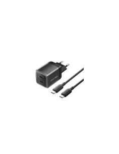 Cargador de Pared GaN Vention TZ-FCFB0-EU/ 2xUSB Tipo-C + Cable USB Tipo-C/ 45W