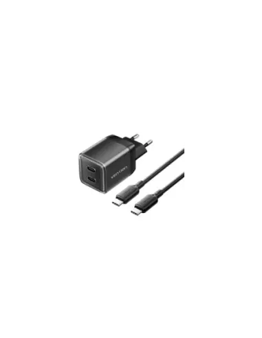Cargador de Pared GaN Vention TZ-FCFB0-EU/ 2xUSB Tipo-C + Cable USB Tipo-C/ 45W