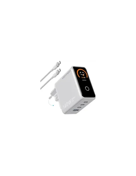 Cargador de Pared GaN Vention TZ-FCOI0-EU/ 3xUSB Tipo-C + Cable USB Tipo-C/ 1xUSB/ 140W