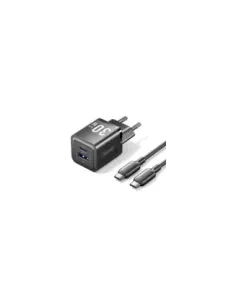 Cargador de Pared GaN Vention TZ-FEQB0-EU-01/ 1xUSB Tipo-C/ 1xUSB + Cable USB Tipo-C/ 30W