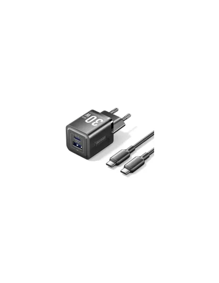 Cargador de Pared GaN Vention TZ-FEQB0-EU-01/ 1xUSB Tipo-C/ 1xUSB + Cable USB Tipo-C/ 30W