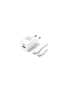 Cargador de Pared GaN Vention TZ-FEQW0-EU-01/ 1xUSB Tipo-C/ 1xUSB + Cable USB Tipo-C/ 30W