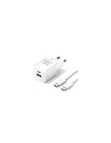 Cargador de Pared GaN Vention TZ-FEQW0-EU-01/ 1xUSB Tipo-C/ 1xUSB + Cable USB Tipo-C/ 30W