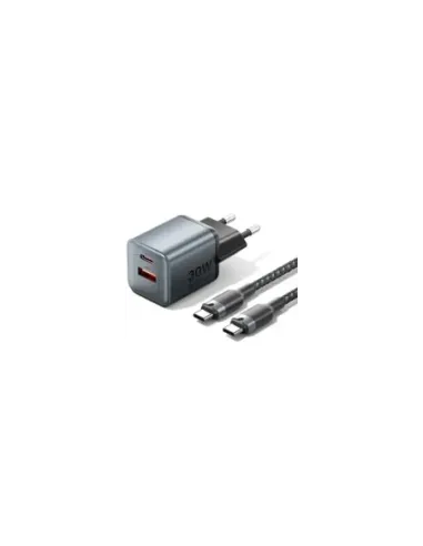 Cargador de Pared GaN Vention TZ-FEWH0-EU/ 1xUSB Tipo-C/ 1xUSB/ 30W