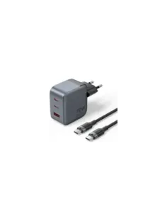 Cargador de Pared GaN Vention TZ-FEXH0-EU/ 2xUSB Tipo-C/ 1xUSB + Cable USB Tipo-C/ 70W