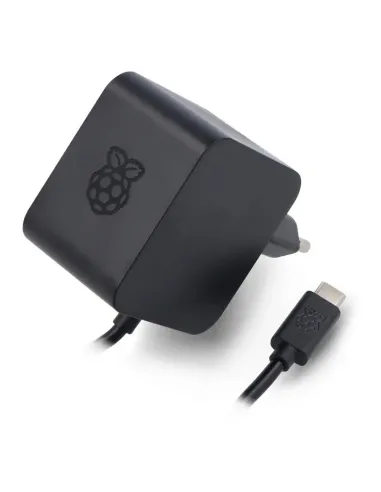 Fuente de alimentacion cargador raspberry pi 5 usb c 27 w color negro