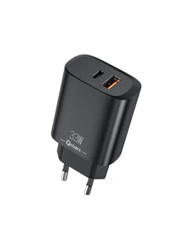 Cargador qcharx eros 3a 33w 1 x usb tipo a - 1 x usb tipo c negro