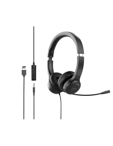 Acer AHW154 Auriculares Alámbrico De mano Oficina Centro de llamadas USB tipo A Negro