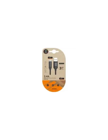 Cable USB 2.0 Tipo-C Tech One Tech TEC2003/ USB Tipo-C Macho - USB Macho/ 480Mbps/ 1m/ Negro