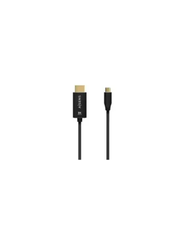 Cable Conversor Aisens A109-0711/ USB Tipo-C Macho - HDMI 8K Macho/ Hasta 27W/ 6000Mbps/ 1m/ Negro