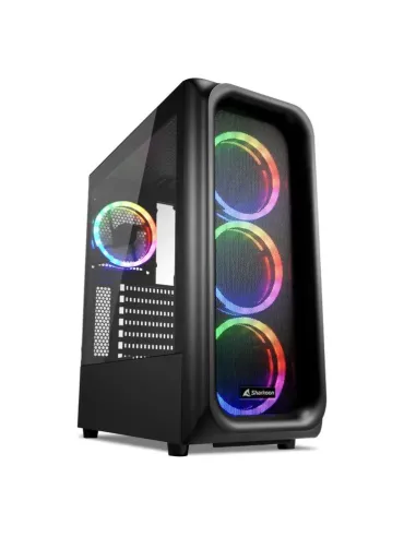 Caja ordenador gaming sharkoon tk5m atx 2 x usb 3.2 1 x usb tipo c 4 x 120mm rgb negro