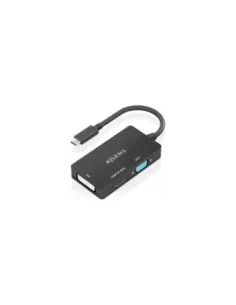 Conversor HDMI Aisens A109-0954/ USB Tipo-C Macho - DVI/HDMI/VGA Hembra/ 15cm/ Negro