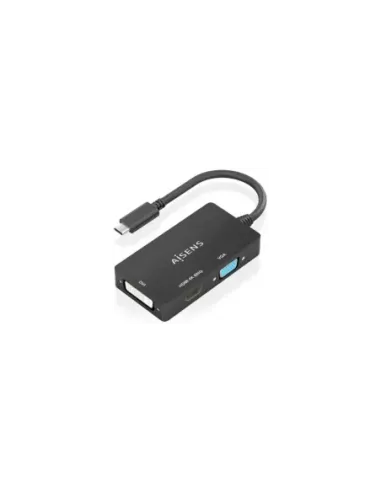 Conversor HDMI Aisens A109-0954/ USB Tipo-C Macho - DVI/HDMI/VGA Hembra/ 15cm/ Negro