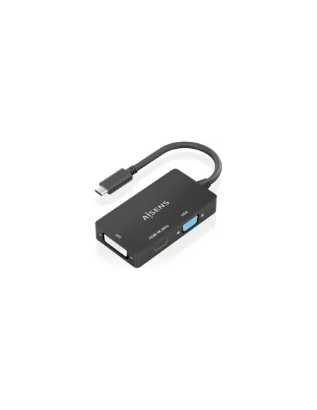 Conversor HDMI Aisens A109-0954/ USB Tipo-C Macho - DVI/HDMI/VGA Hembra/ 15cm/ Negro