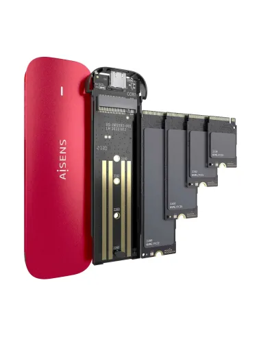 AISENS ASM2-027RED caja para disco duro externo Caja externa para unidad de estado sólido (SSD) Rojo M.2