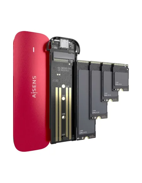 AISENS ASM2-027RED caja para disco duro externo Caja externa para unidad de estado sólido (SSD) Rojo M.2