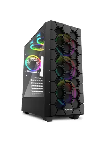 Caja ordenador gaming rgb hex atx 2 x usb 3.0 1 x usb tipo c sin fuente negro