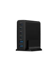 Gembird Cargador rápido USB GaN  6 puertos y 75 W