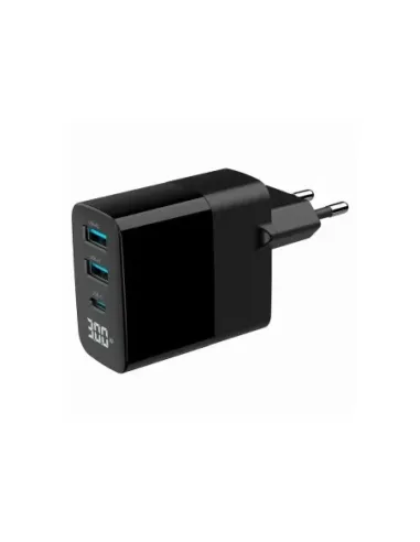 Gembird Cargador rápido3 USB GaN,  30 W LCD