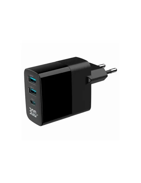 Gembird Cargador rápido3 USB GaN,  30 W LCD