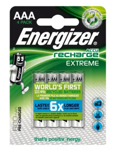 BLISTER 4 PILAS RECARGABLES EXTREME POTENCIA 800 MAH TIPO HR03 ENERGIZER E300624400