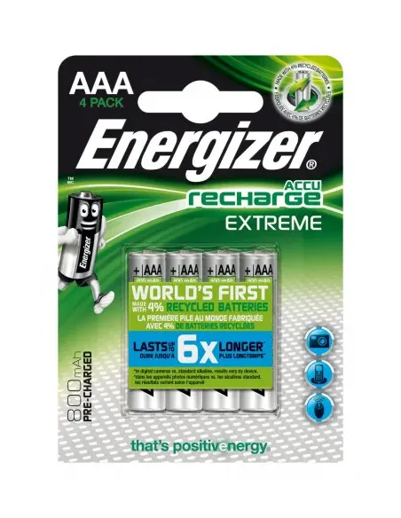 BLISTER 4 PILAS RECARGABLES EXTREME POTENCIA 800 MAH TIPO HR03 ENERGIZER E300624400