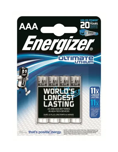 BLISTER 4 PILAS ULTIM LITHIUM TIPO L92 (AAA) ENERGIZER 639171