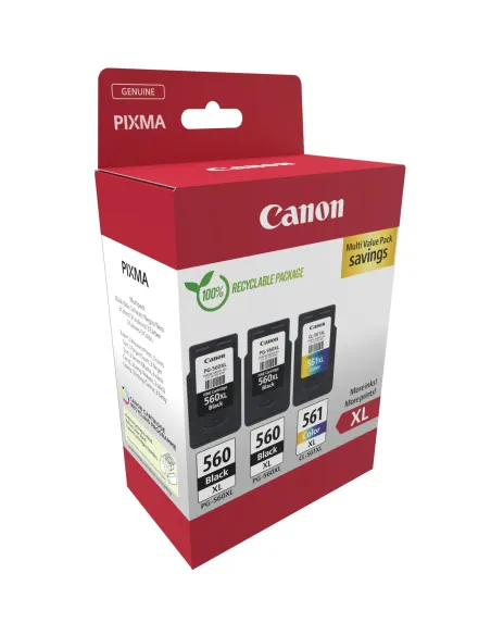 Canon 3712C009 cartucho de tinta 3 pieza(s) Original Alto rendimiento (XL) Negro, Cian, Magenta, Amarillo