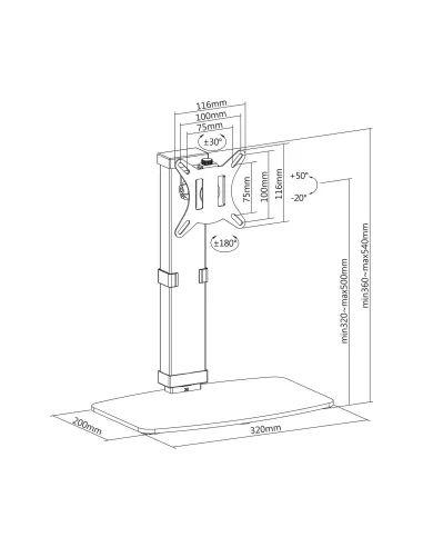 AISENS Soporte De Mesa Eco Giratorio E Inclinable Para Monitor tv 8kg De 17-32, Negro