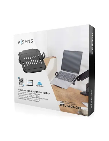 AISENS Soporte Universal para Portátil de 12-17 para el Montaje en un Soporte de Monitor, Negro
