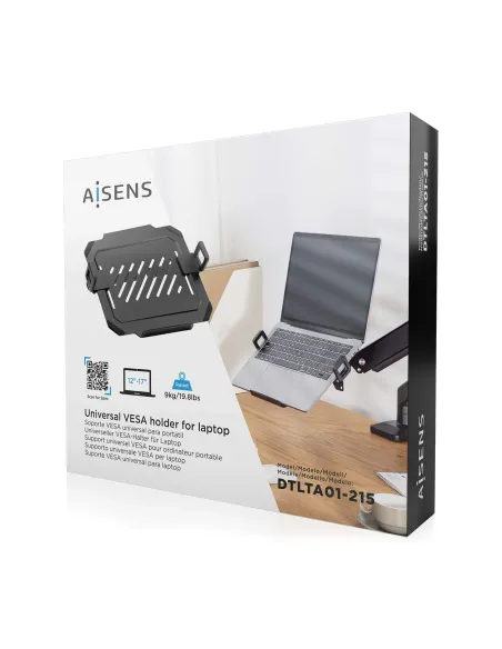 AISENS Soporte Universal para Portátil de 12-17 para el Montaje en un Soporte de Monitor, Negro