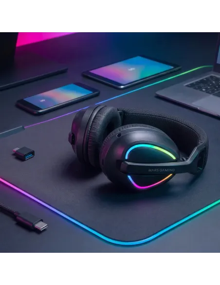 Mars Gaming MHWQUASAR auricular y casco Auriculares Inalámbrico Diadema Juego USB Type-C   USB Type-A Bluetooth Negro