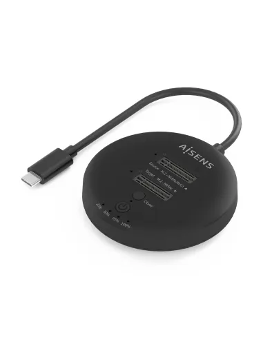 AISENS Estacion De Docking De Doble Bahia NVME a USB 3.2 Gen2x2, Clone, Negro
