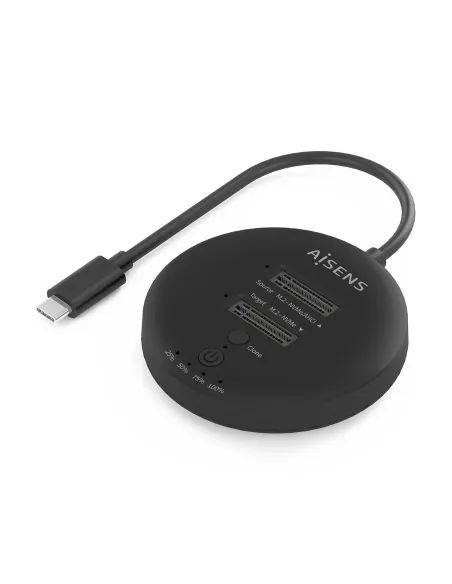 AISENS Estacion De Docking De Doble Bahia NVME a USB 3.2 Gen2x2, Clone, Negro