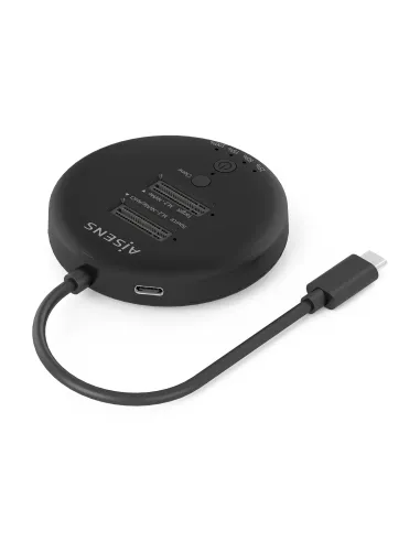 AISENS Estacion De Docking De Doble Bahia NVME a USB 3.2 Gen2x2, Clone, Negro