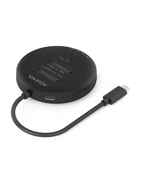 AISENS Estacion De Docking De Doble Bahia NVME a USB 3.2 Gen2x2, Clone, Negro