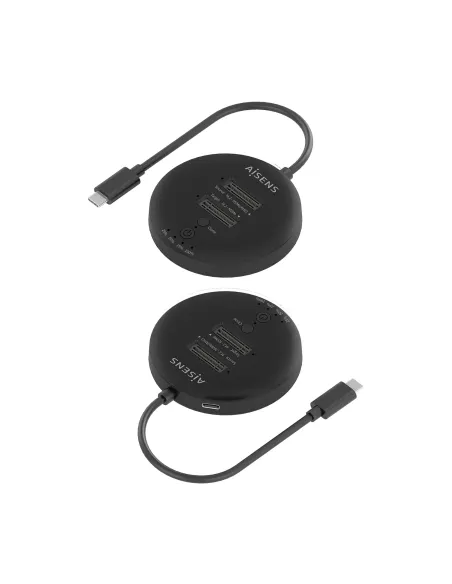 AISENS Estacion De Docking De Doble Bahia NVME a USB 3.2 Gen2x2, Clone, Negro