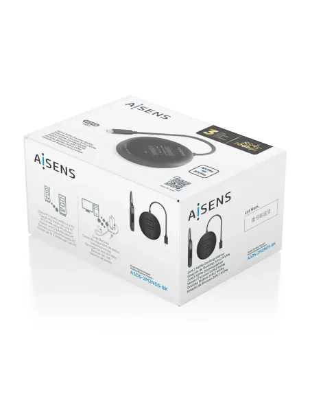 AISENS Estacion De Docking De Doble Bahia NVME a USB 3.2 Gen2x2, Clone, Negro