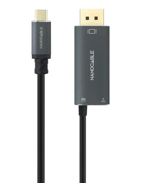 Nanocable 10.15.5012 adaptador de cable de vídeo 1,8 m USB Tipo C DisplayPort + USB Type-C Negro