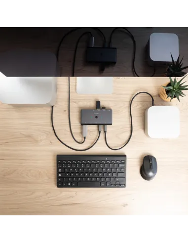 Nanocable Switch Conmutador KVM 2x USB-C a 3xUSB-A+2xPD+HDMI+DP+Audio