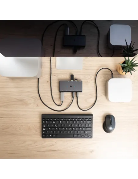 Nanocable Switch Conmutador KVM 2x USB-C a 3xUSB-A+2xPD+HDMI+DP+Audio