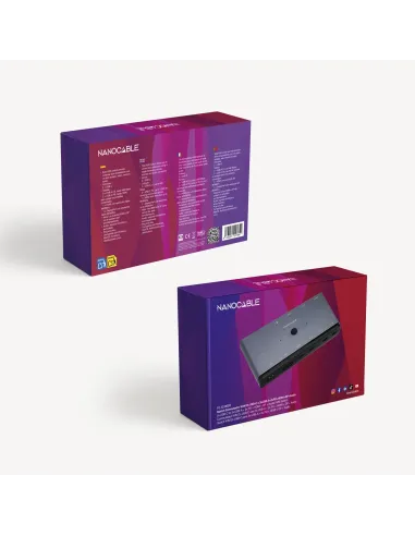 Nanocable Switch Conmutador KVM 2x USB-C a 3xUSB-A+2xPD+HDMI+DP+Audio