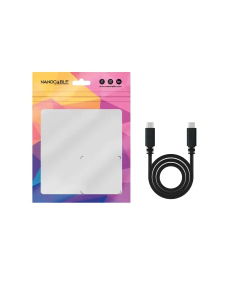 Nanocable Cable USB 2.0 3A, tipo USB-C M-USB-C M, Negro, 1.5 m