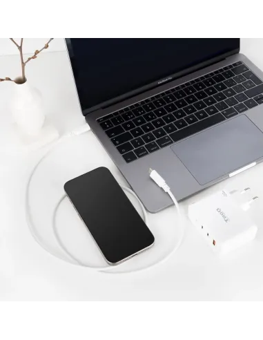 Nanocable Cable USB 2.0 3A, tipo USB-C M-USB-C M, Blanco, 1.5 m